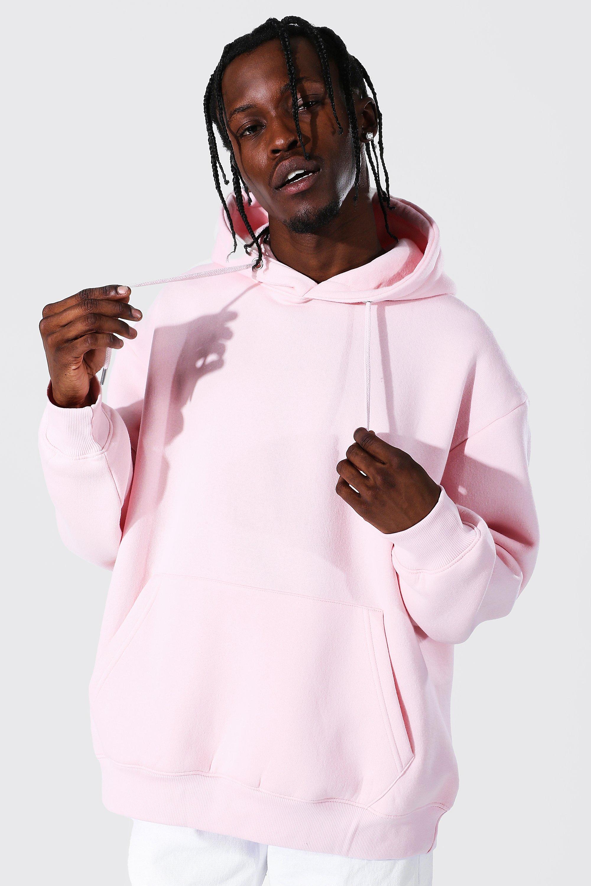 Oversized pink best sale hoodie mens